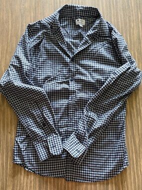 Sperry Navy and White Gingham Button-Up Shirt